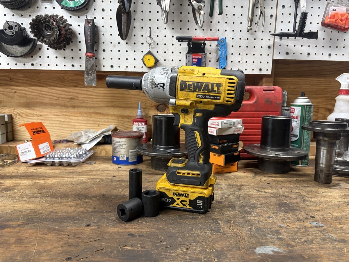 DEWALT DCF900 high-torque impact wrench in Joe's garage
