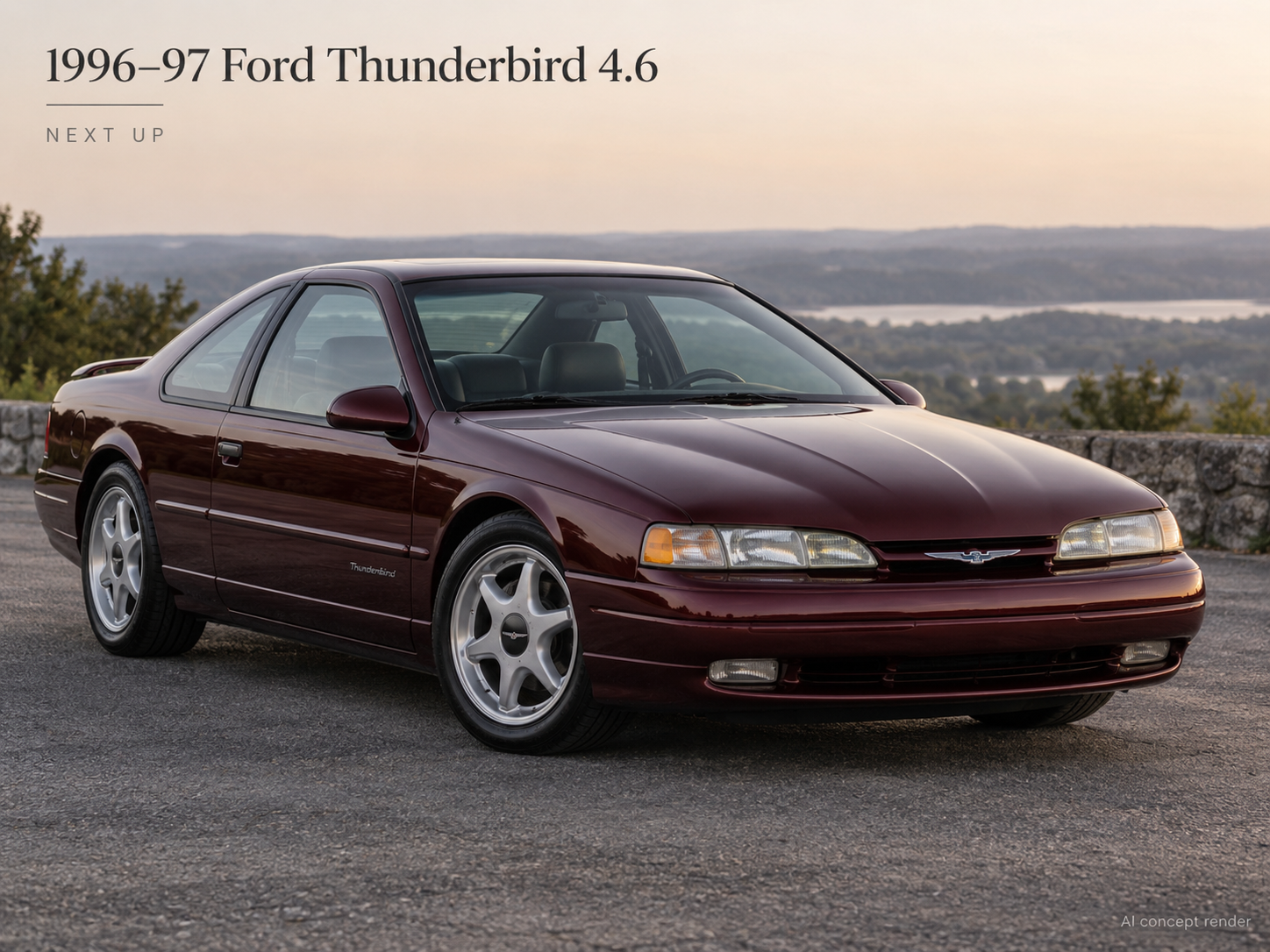 AI concept render of a 1996-97 Ford Thunderbird 4.6 future project